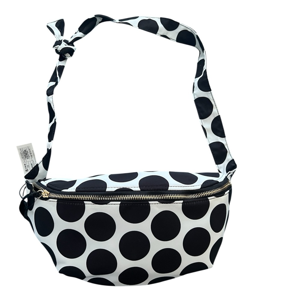 Who What Wear Black and White Polka Dot Crossbody Bag